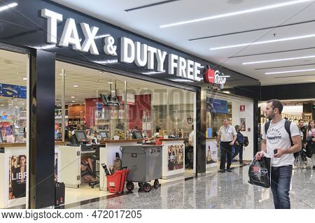 Buenos Aires, Argentina, November 18, 2022: Duty Free Shop At Jorge Newbery International Airport.
