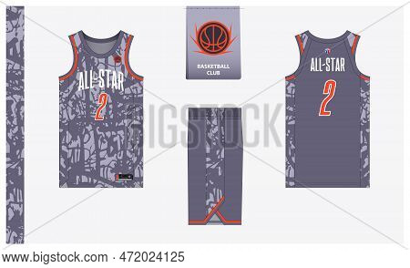 Basketball Uniform Mockup Template Design For Basketball Club. Basketball Jersey, Basketball Shorts 