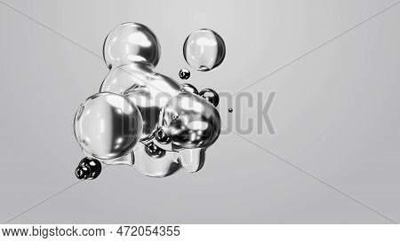 3d Render Motion Design Wallpaper Animation Business Presentation Monochrome Grey White Metaball Gra