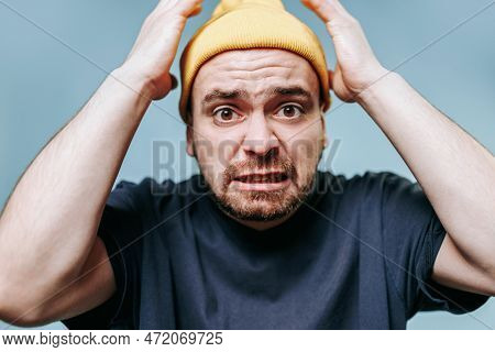 Close Up Portrait A People, One Of Them A Mad Male, Caught Up In A State Of Fury And Rage As They Lo