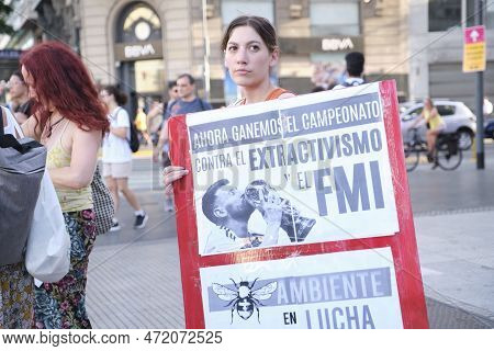 Buenos Aires, Argentina; March 3, 2023: Global Climate Strike. Young Woman Holding A Poster: Now Let
