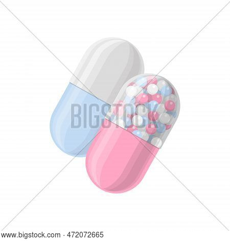 Pills And Drugs Composition Vector Colorful Realistic Icon