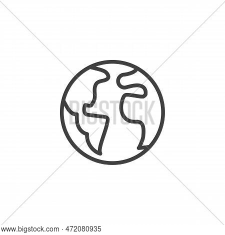 Planet Earth Line Icon. Linear Style Sign For Mobile Concept And Web Design. Earth Globe Outline Vec