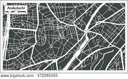 Anderlecht City Map In Retro Style. Outline Map. Vector Illustration.