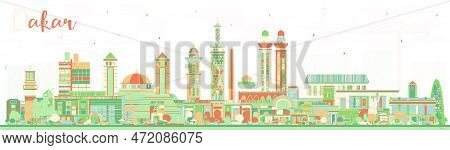 Dakar Senegal City Skyline With Color Buildings. Vector Illustration. Business Travel And Concept Wi