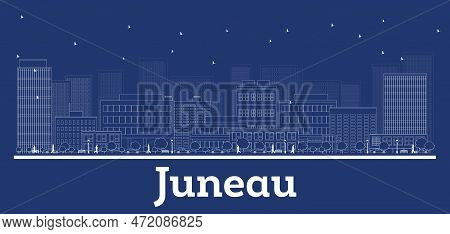 Outline Juneau Alaska City Skyline With White Buildings. Vector Illustration. Business Travel And Co