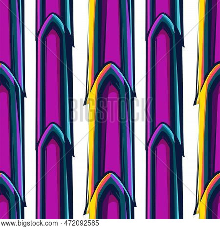 Abstract Vector Seamless Pattern Of Colorful Cat Ears Shapes