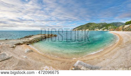 Scenic View On Vignanotica Beach On The Coast Of Gargano National Park. The Most Beautiful Coasts Of