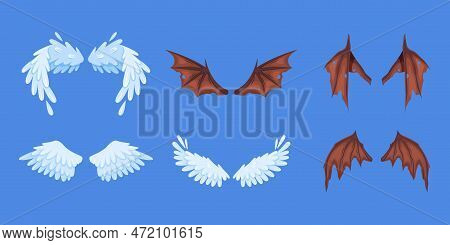 Wings Of Demon And Angel. Dragon, Bat, Dove Or Vampire Wing Pairs.