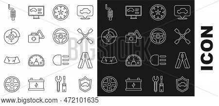 Set Line Car With Shield, Battery Jumper Power Cable, Wheel Wrench, Alloy Wheel, First Aid Kit And W