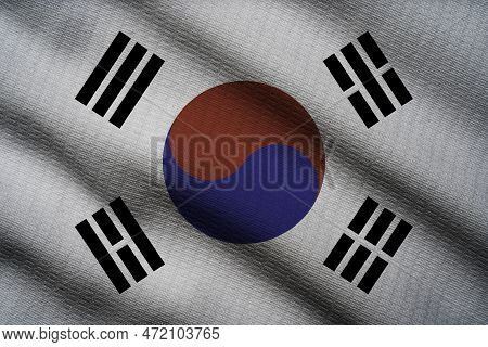 Waving Of Fabric Replubic South Korea Flag.