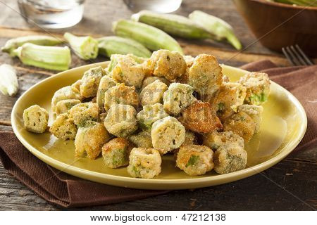 Ekologické domácí smažené zelené Okra