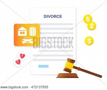 Divorce Certificate Concept. Terminating A Marriage Or Marital Union. Marriage Cancellation Document