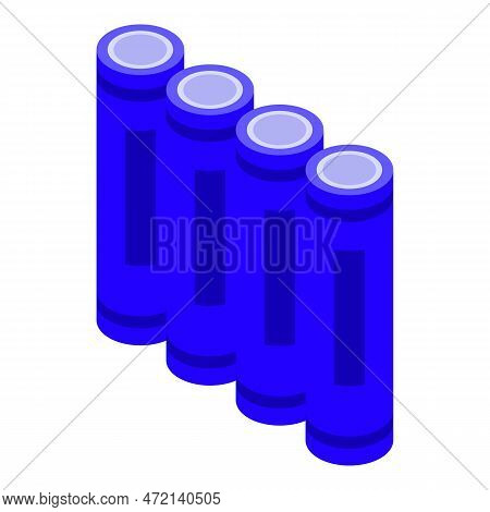 Blue Pack Battery Icon Isometric Vector. Mobile Power. Load Cell