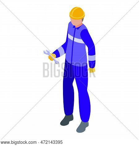 Gasman Icon Isometric Vector. Gas Industry. Factory Pipeline