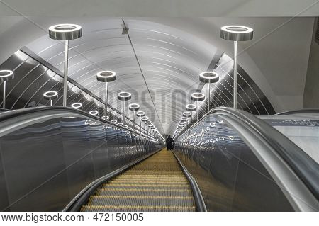 Moscow March 05, 2023, The Metro Station Of The Bolshaya Koltsevaya Metro Line Marina Grove Is Open,