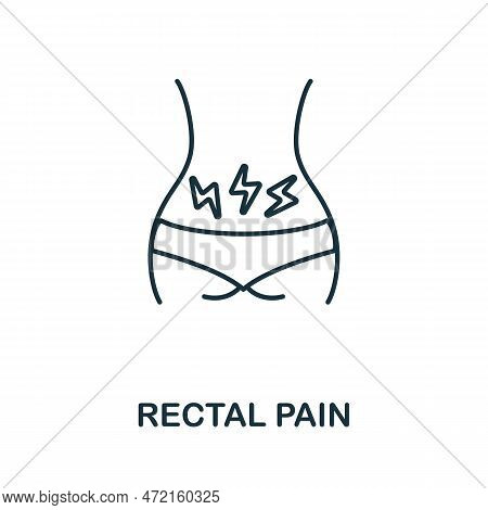 Rectal Pain Line Icon. Outline Element Sign From Body Ache Collection. Rectal Pain Icon Sign For Web