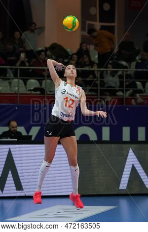 Istanbul, Turkiye - January 18, 2023: Elif Sahin Serves During Eczacibasi Dynavit Vs Vc Maritza Cev 