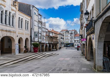 Noia, Galicia, March 1, 2023. Street In The City Of Noia, In Galicia, Spain.