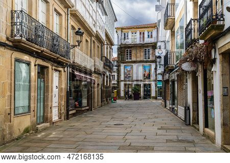 Noia, Galicia, March 1, 2023. Street In The City Of Noia, In Galicia, Spain.