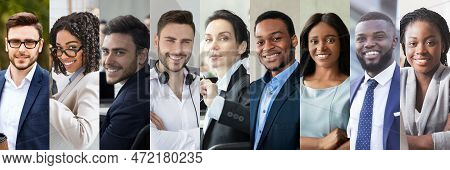 Collection Of Smiling Multicultural Millennial Business People