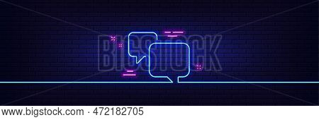 Neon Light Glow Effect. Speech Bubble Line Icon. Chat Sign. Social Media Message Symbol. 3d Line Neo