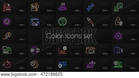Set Of Medical Help, Chemistry Pipette And Question Mark Line Icons. Include Augmented Reality, Coro