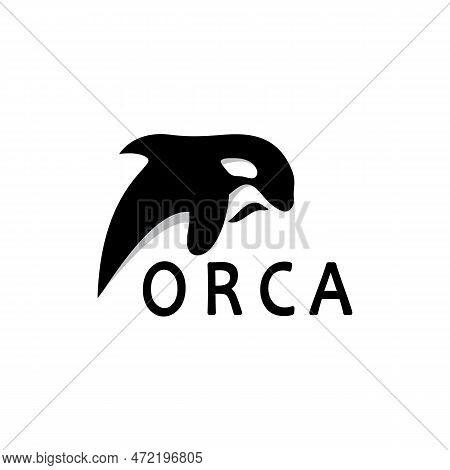 Simple Black Orca Whale Animal Illustration Logo Creative Design, Killer Whale, Underwater Animal. L