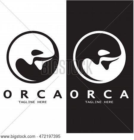 Simple Black Orca Whale Animal Illustration Logo Creative Design, Killer Whale, Underwater Animal. L