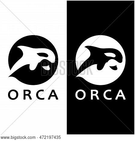 Simple Black Orca Whale Animal Illustration Logo Creative Design, Killer Whale, Underwater Animal. L