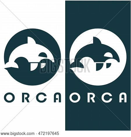 Simple Black Orca Whale Animal Illustration Logo Creative Design, Killer Whale, Underwater Animal. L