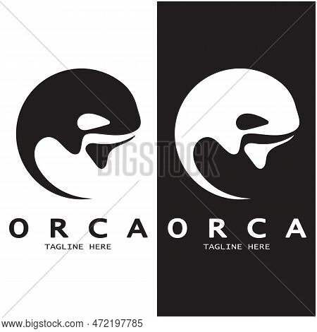 Simple Black Orca Whale Animal Illustration Logo Creative Design, Killer Whale, Underwater Animal. L