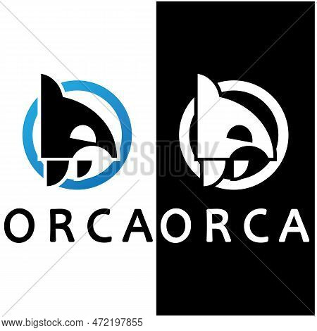 Simple Black Orca Whale Animal Illustration Logo Creative Design, Killer Whale, Underwater Animal. L