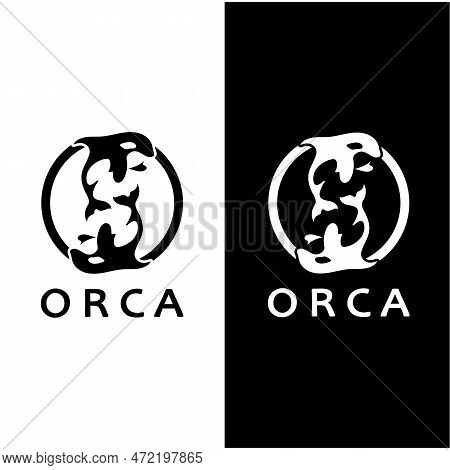 Simple Black Orca Whale Animal Illustration Logo Creative Design, Killer Whale, Underwater Animal. L