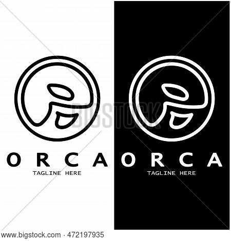 Simple Black Orca Whale Animal Illustration Logo Creative Design, Killer Whale, Underwater Animal. L