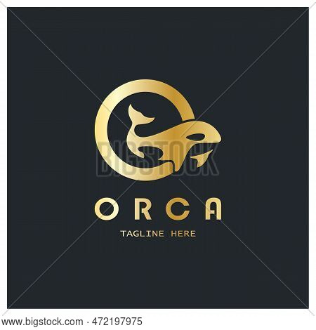 Simple Black Orca Whale Animal Illustration Logo Creative Design, Killer Whale, Underwater Animal. L