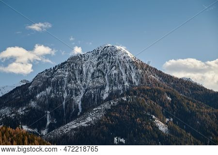 The Local Mountain Near The Village Of Soraga Di Fassa In The Italian Dolomites Of South Tyrol In Th