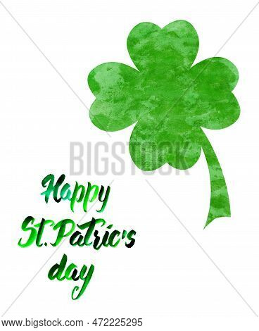 Hand Drawn Watercolor Illustration For Saint Patrick's Day Greeting Card. Irish Festival Celebration