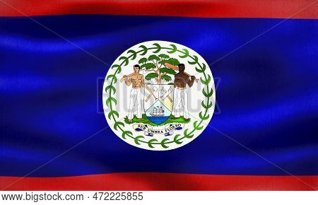 Belize Flag - Realistic Waving Fabric Flag