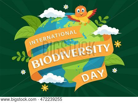 World Biodiversity Day On May 22 Illustration With Biological Diversity, Earth And Animal In Flat Ca