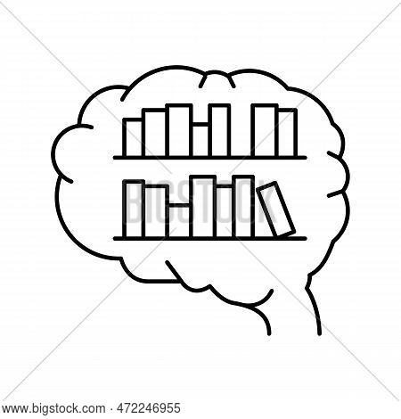 Knowladge Brain Human Line Icon Vector. Knowladge Brain Human Sign. Isolated Contour Symbol Black Il