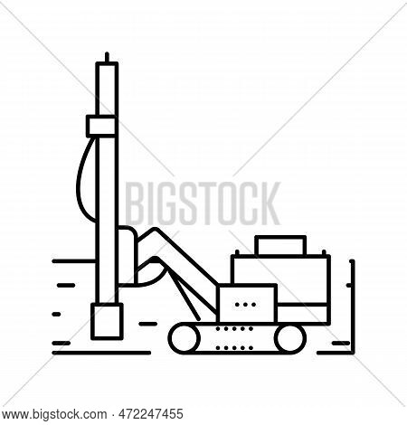 Drill Rig Copper Production Line Icon Vector. Drill Rig Copper Production Sign. Isolated Contour Sym
