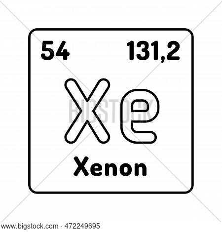 Xenon Chemical Element Line Icon Vector. Xenon Chemical Element Sign. Isolated Contour Symbol Black 