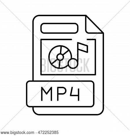 Mp4 File Format Document Line Icon Vector. Mp4 File Format Document Sign. Isolated Contour Symbol Bl