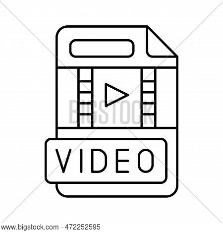 Video File Format Document Line Icon Vector. Video File Format Document Sign. Isolated Contour Symbo