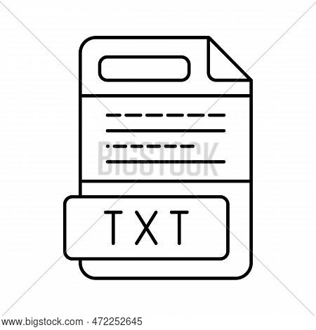 Txt File Format Document Line Icon Vector. Txt File Format Document Sign. Isolated Contour Symbol Bl
