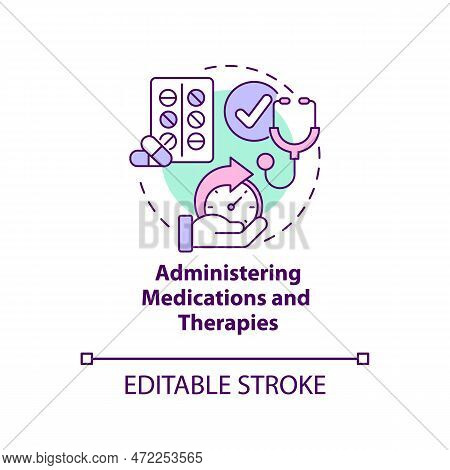 Administering Medications And Therapies Concept Icon. Private Duty Nursing Care Abstract Idea Thin L