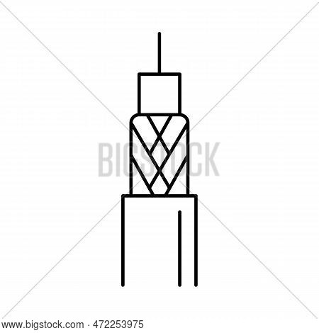 Coaxial Cable Wire Line Icon Vector. Coaxial Cable Wire Sign. Isolated Contour Symbol Black Illustra