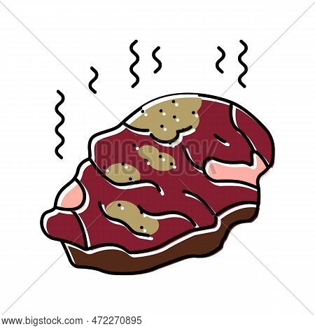 Meat Rotten Food Color Icon Vector. Meat Rotten Food Sign. Isolated Symbol Illustration