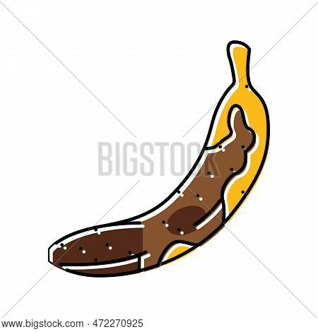 Banana Rotten Food Color Icon Vector. Banana Rotten Food Sign. Isolated Symbol Illustration